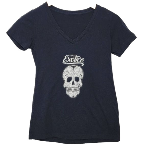 Tequila Exotico Graphic Skull Baby Doll Tee - Picture 1 of 8